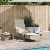 Sun lounger Reclining Beige 157 x 55 x 92cm Poly Rattan
