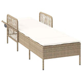 Sun lounger Reclining Beige 157 x 55 x 92cm Poly Rattan