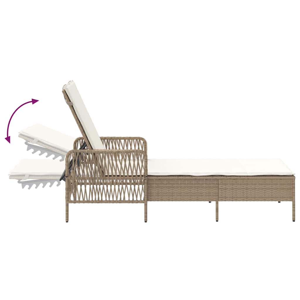 Sun lounger Reclining Beige 157 x 55 x 92cm Poly Rattan