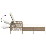 Sun lounger Reclining Beige 157 x 55 x 92cm Poly Rattan