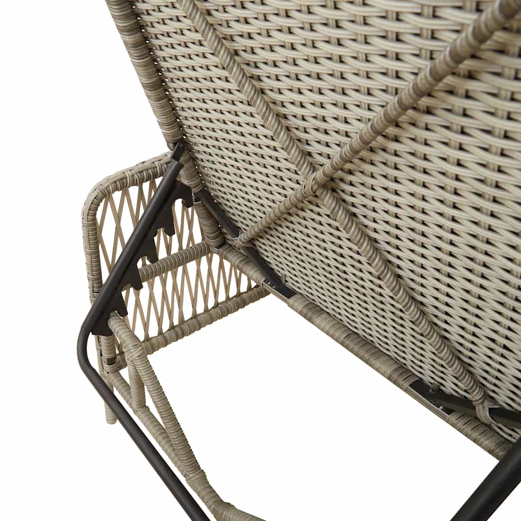 Sun lounger Reclining Light Grey 157 x 55 x 92cm Poly Rattan
