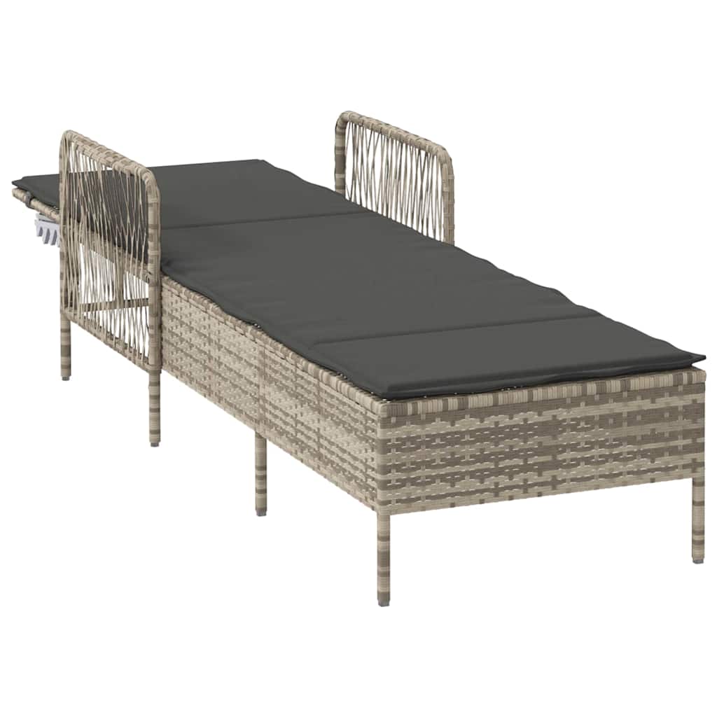 Sun lounger Reclining Light Grey 157 x 55 x 92cm Poly Rattan