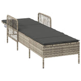 Sun lounger Reclining Light Grey 157 x 55 x 92cm Poly Rattan