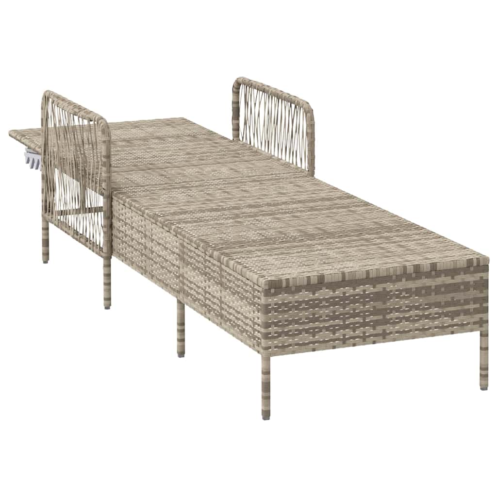 Sun lounger Reclining Light Grey 157 x 55 x 92cm Poly Rattan