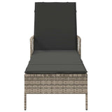 Sun lounger Reclining Light Grey 157 x 55 x 92cm Poly Rattan
