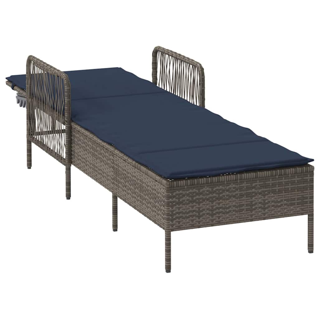 Sun lounger Reclining 1-person Grey 157 x 55 x 92cm Poly Rattan