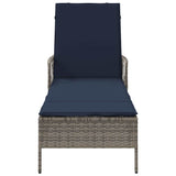 Sun lounger Reclining 1-person Grey 157 x 55 x 92cm Poly Rattan