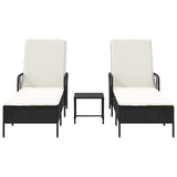 Sun lounger Reclining 2 pcs Black 35 x 35 x 32cm Poly Rattan