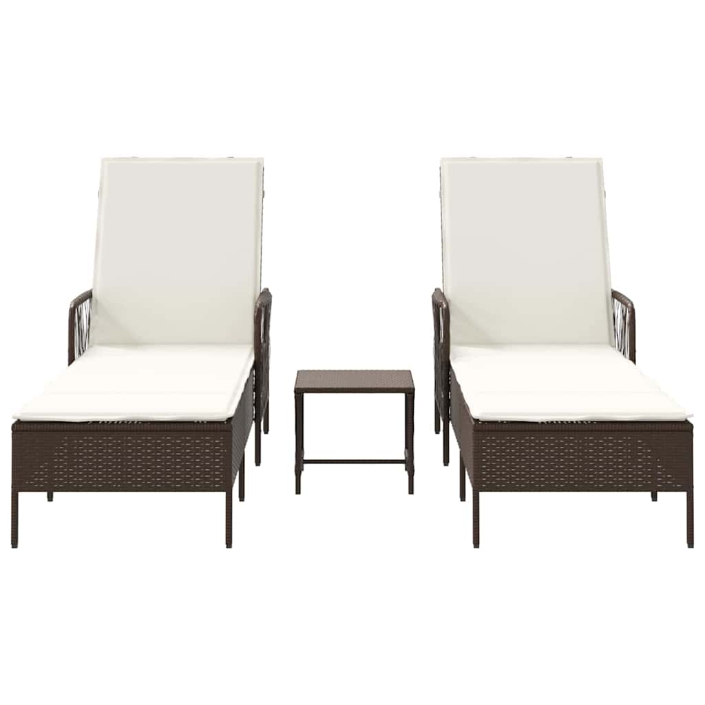 Sun lounger Reclining 2 pcs Brown 35 x 35 x 32cm Poly Rattan
