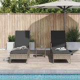 Sun lounger Reclining 2 pcs Grey 35 x 35 x 32cm Poly Rattan