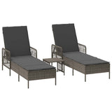 Sun lounger Reclining 2 pcs Grey 35 x 35 x 32cm Poly Rattan