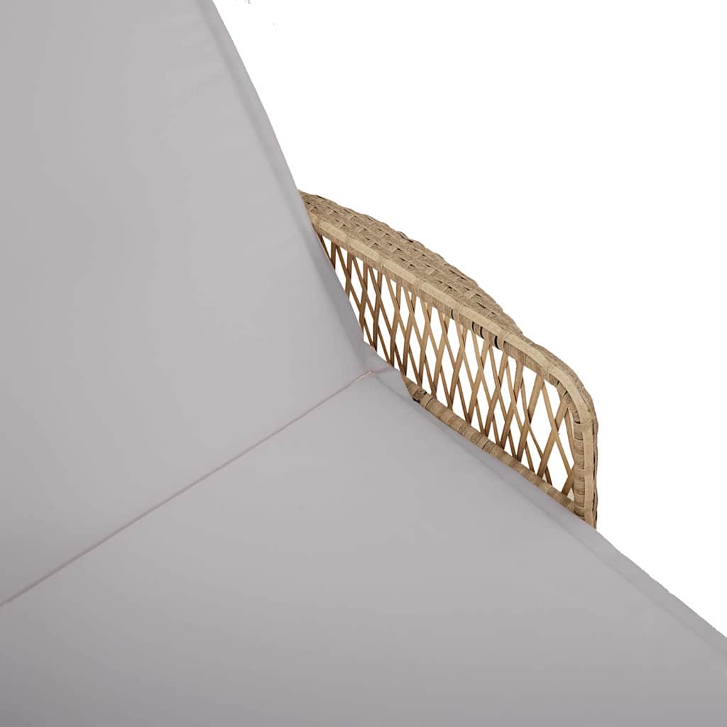 Sun lounger Reclining 2 pcs Beige 35 x 35 x 32cm Poly Rattan