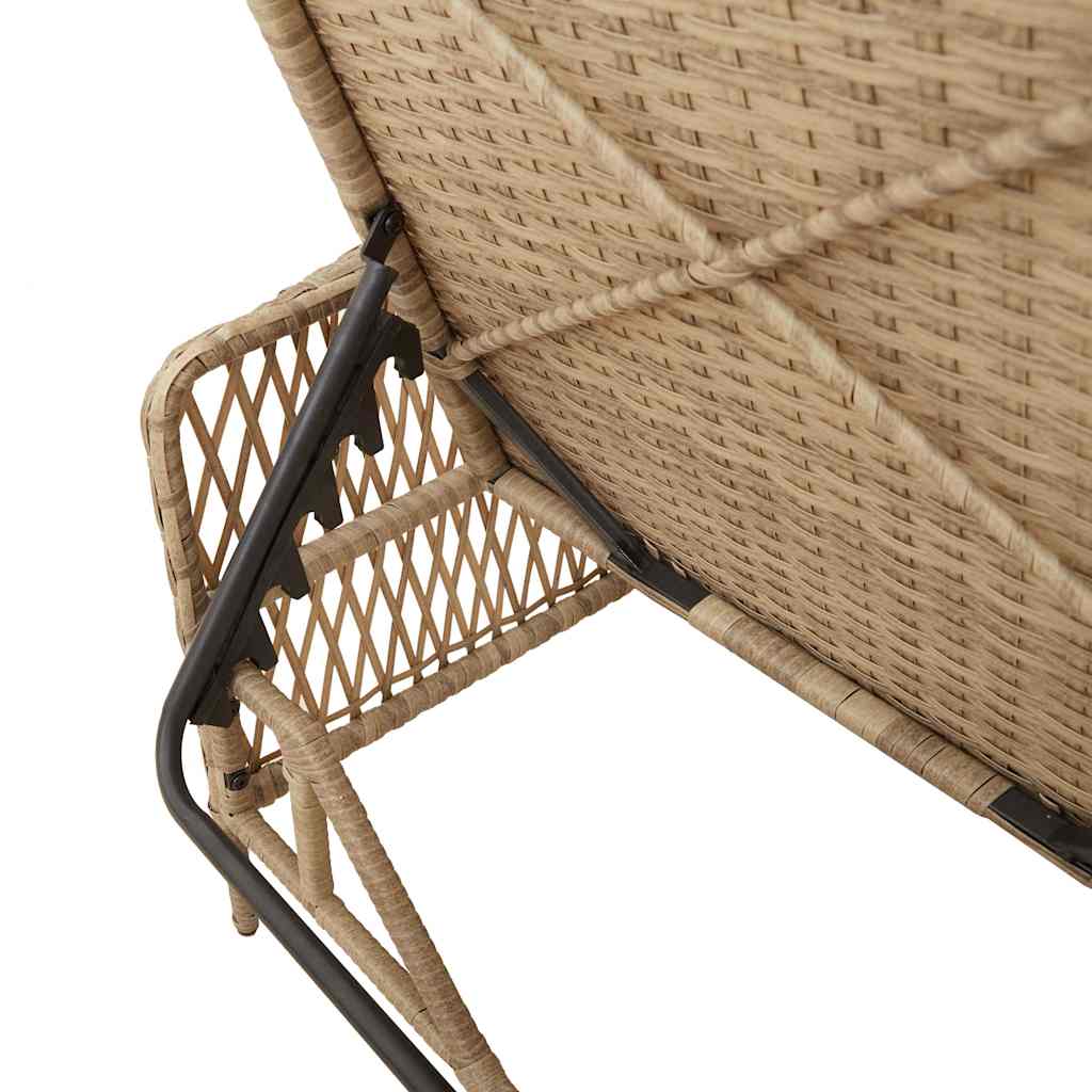Sun lounger Reclining 2 pcs Beige 35 x 35 x 32cm Poly Rattan