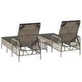 Sun lounger 2 pcs Light Grey 35 x 35 x 32cm Poly Rattan