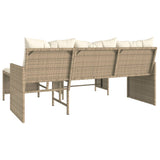 Garden Sofa with Table and Cushions L-Shaped Beige Poly Rattan