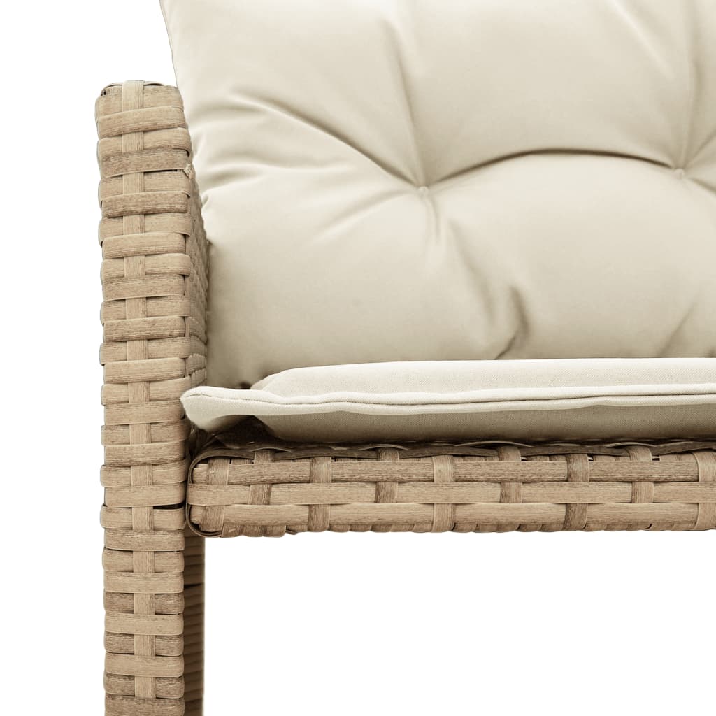 Garden Sofa with Table and Cushions L-Shaped Beige Poly Rattan