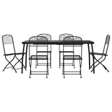 7 Piece Garden Dining Set Anthracite Metal Mesh