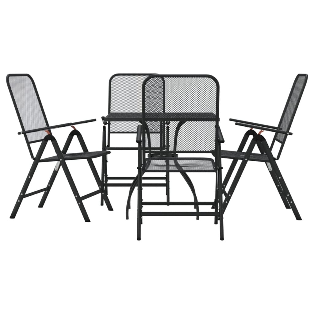 5 Piece Garden Dining Set Anthracite Metal Mesh