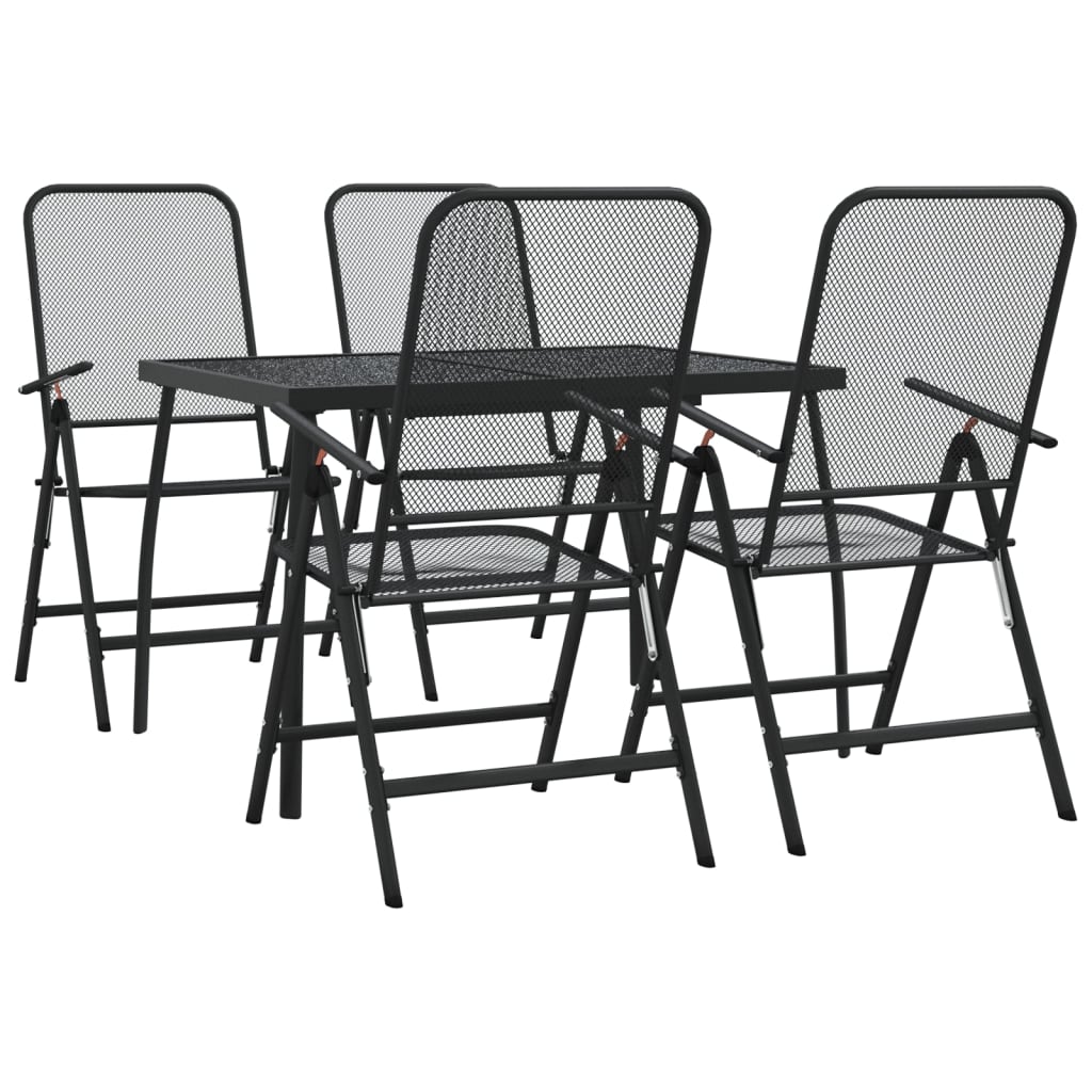 5 Piece Garden Dining Set Anthracite Metal Mesh