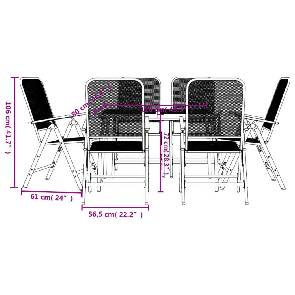 7 Piece Garden Dining Set Anthracite Metal Mesh