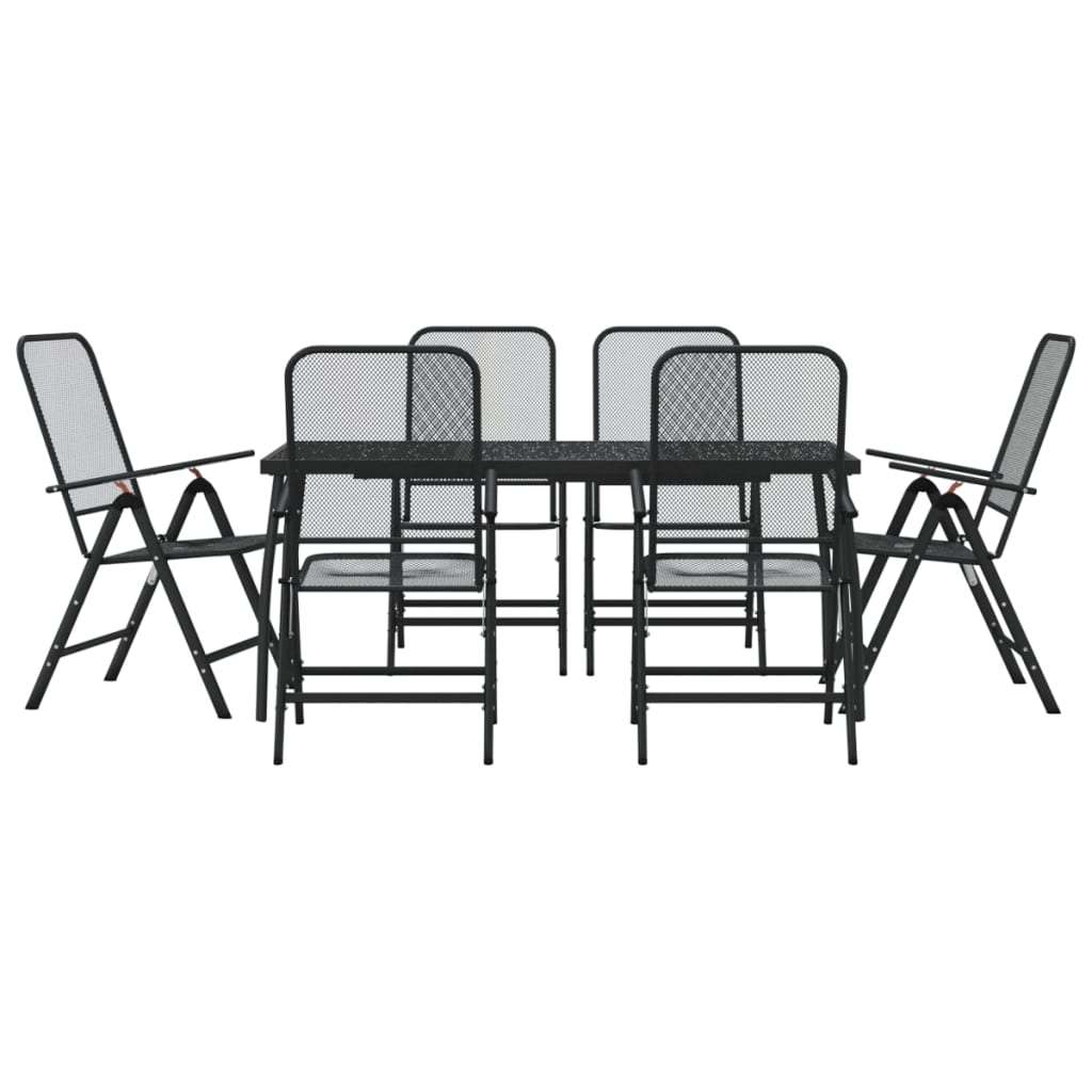 7 Piece Garden Dining Set Anthracite Metal Mesh