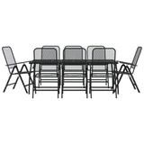 9 Piece Garden Dining Set Anthracite Metal Mesh