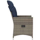 Reclining Garden Chair with Cushions Grey Poly Rattan