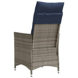 Reclining Garden Chair with Cushions Grey Poly Rattan