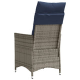 Reclining Garden Chairs 2 pcs with Cushions Grey Poly Rattan