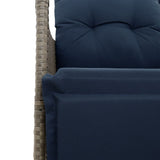 Reclining Garden Chair with Cushions Grey Poly Rattan