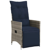Reclining Garden Chairs 2 pcs with Cushions Grey Poly Rattan