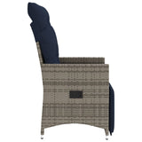 Reclining Garden Chairs 2 pcs with Cushions Grey Poly Rattan