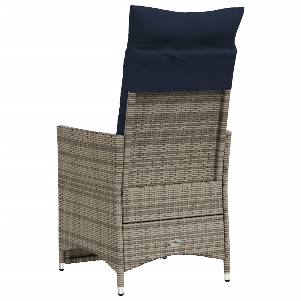 Reclining Garden Chairs 2 pcs with Cushions Grey Poly Rattan