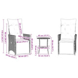 3 Piece Bistro Set with Cushions Grey Poly Rattan