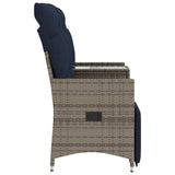 Reclining Garden Sofa 2-Seater with Table Grey Poly Rattan