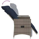 Reclining Garden Sofa 2-Seater with Table Grey Poly Rattan
