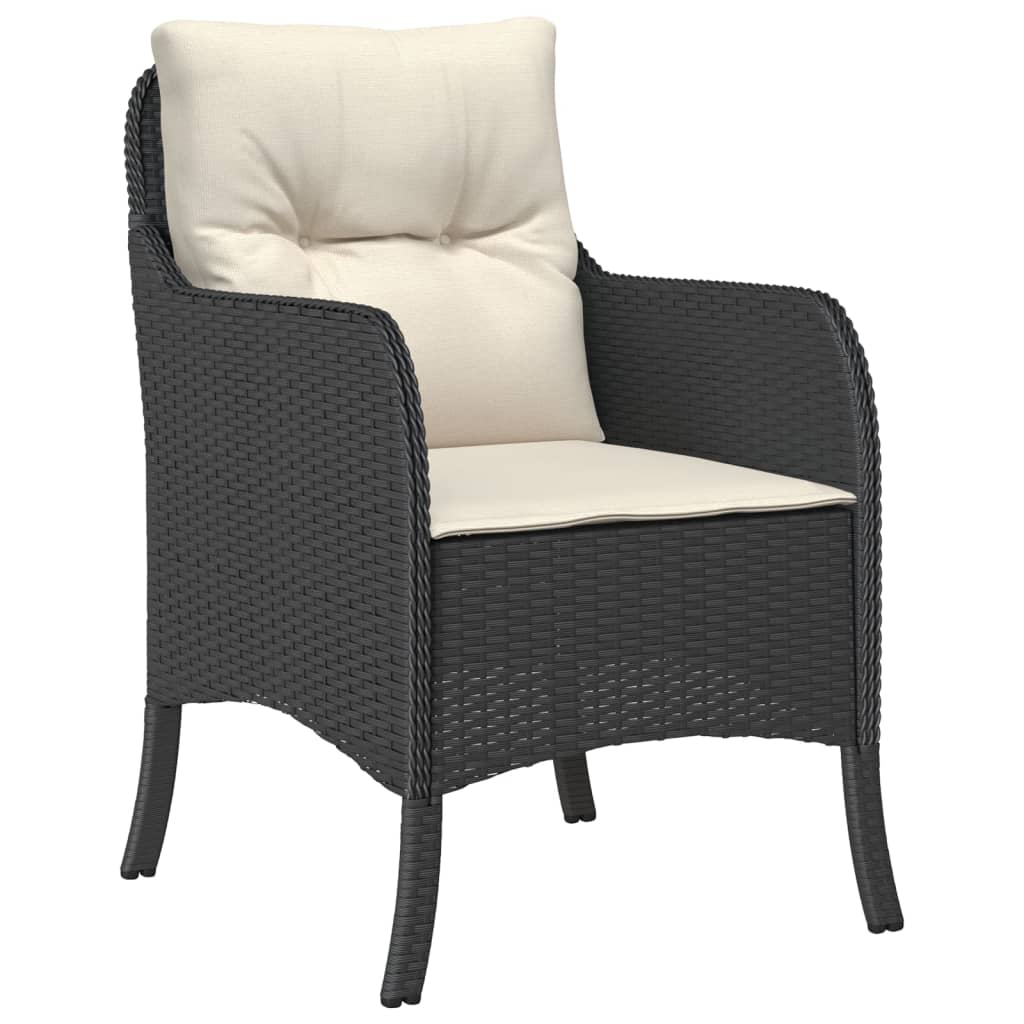 9 Piece Garden Dining Set with Cushions Black Poly Rattan