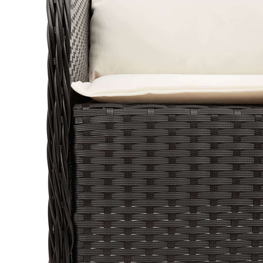 9 Piece Garden Dining Set with Cushions Black Poly Rattan