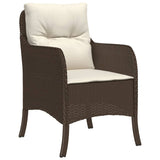 7 Piece Garden Dining Set with Cushions Brown Poly Rattan