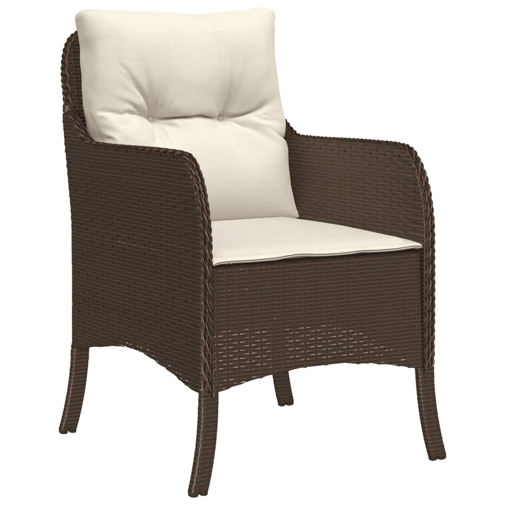 9 Piece Garden Dining Set with Cushions Brown Poly Rattan