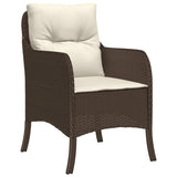 7 Piece Garden Dining Set with Cushions Brown Poly Rattan