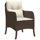 7 Piece Garden Dining Set with Cushions Brown Poly Rattan