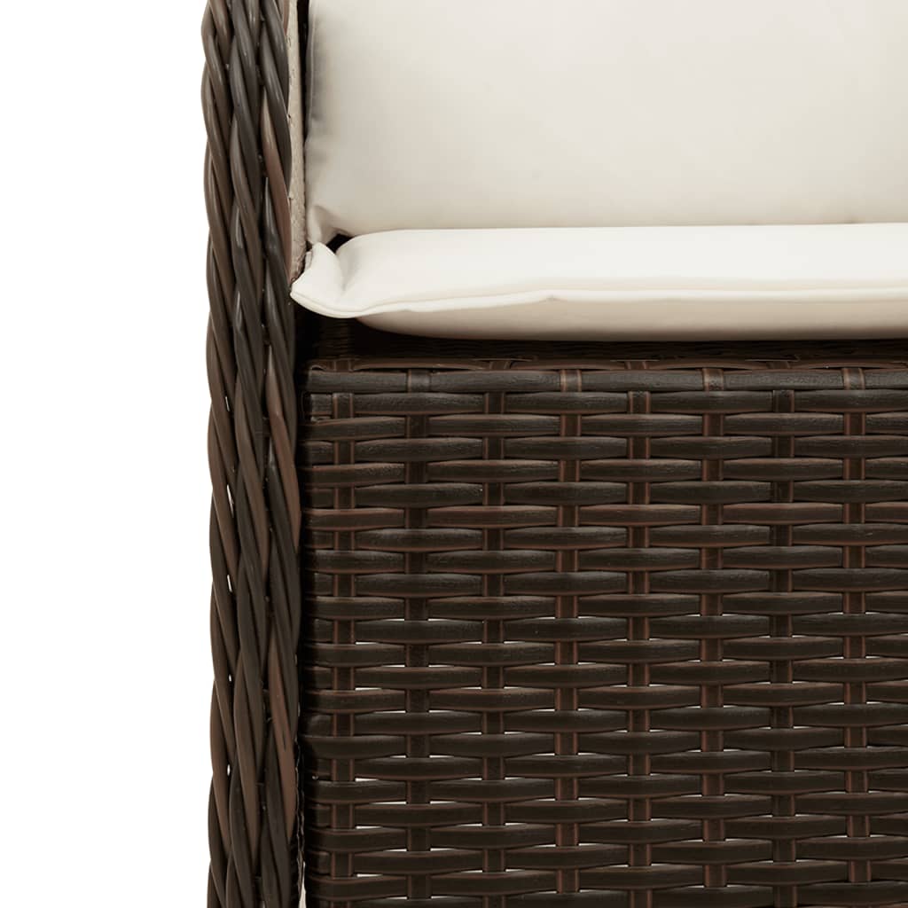 9 Piece Garden Dining Set with Cushions Brown Poly Rattan