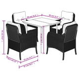 5 Piece Garden Dining Set with Cushions Light Grey Poly Rattan