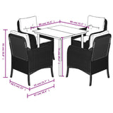 5 Piece Garden Dining Set with Cushions Light Grey Poly Rattan