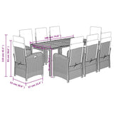 9 Piece Garden Dining Set with Cushions Black Poly Rattan
