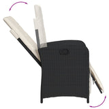 9 Piece Garden Dining Set with Cushions Black Poly Rattan