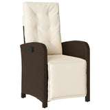 7 Piece Garden Dining Set with Cushions Brown Poly Rattan