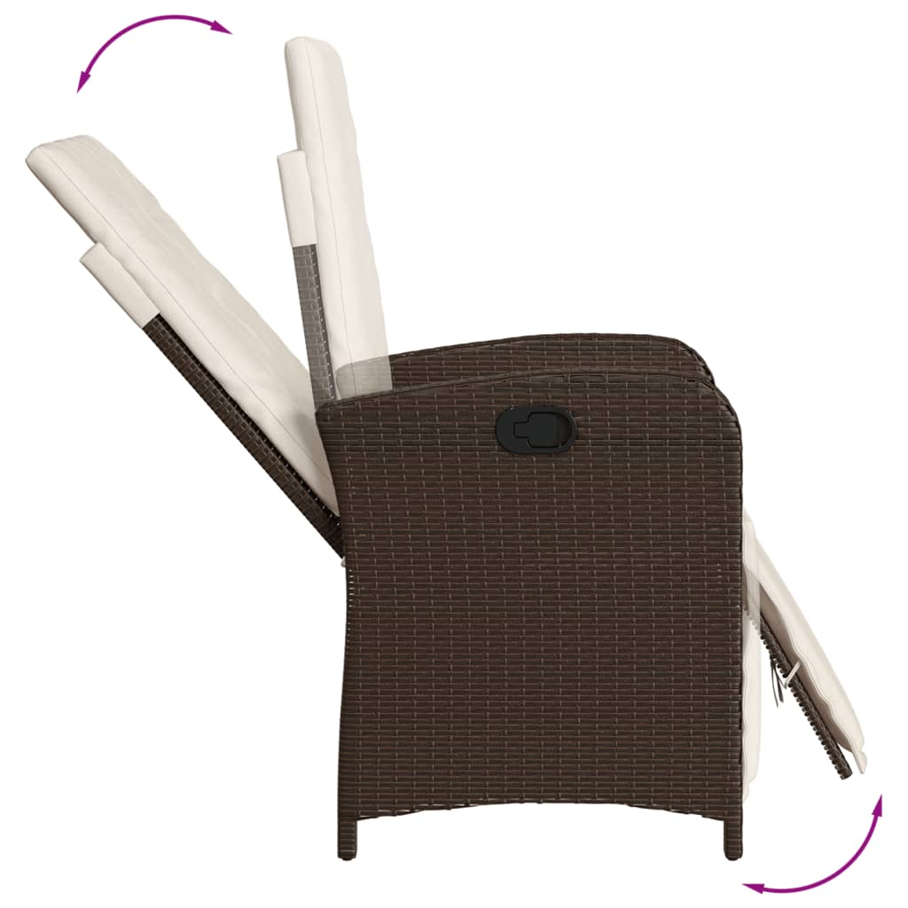 7 Piece Garden Dining Set with Cushions Brown Poly Rattan
