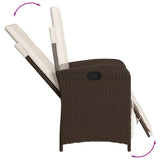 7 Piece Garden Dining Set with Cushions Brown Poly Rattan